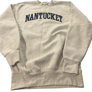 Nantucket Crewneck Sweatshirt - Cream with Navy Lettering adult xs
